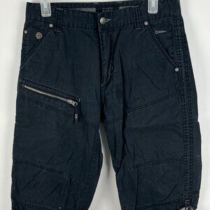 Orvieto Bermuda 3/4 Shorts Size 31 Black Inseam 16in Rise 10in Slash Pocket Cott